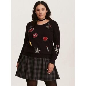 Torrid Embellished Patches Pullover Sweater 3X
